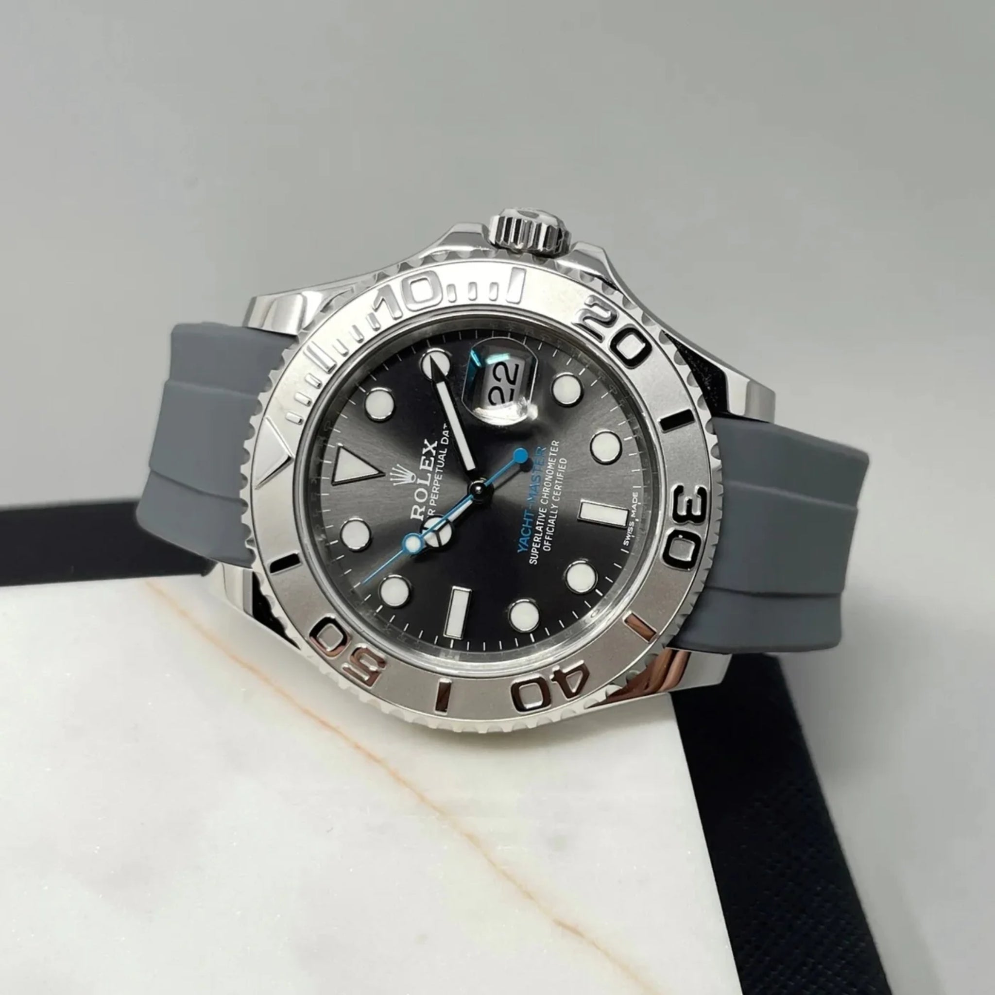 Deployant Rubber Strap - For Rolex Yacht-Master 40mm/42mm/37mm - Grey